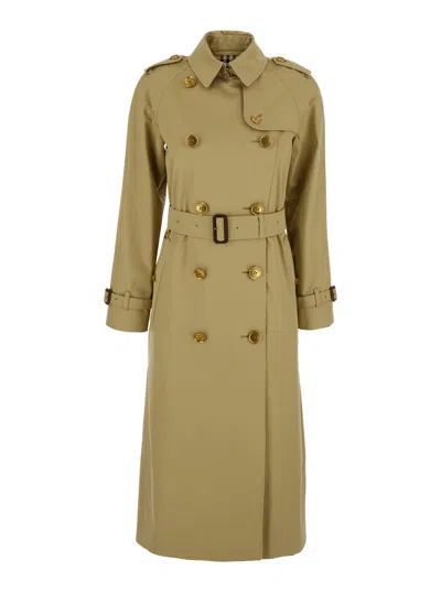 BURBERRY SAGE GREEN GABARDINE WATERLOO TRENCH COAT