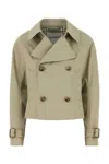 Burberry Sage Green Polyester Blend Trench Coat