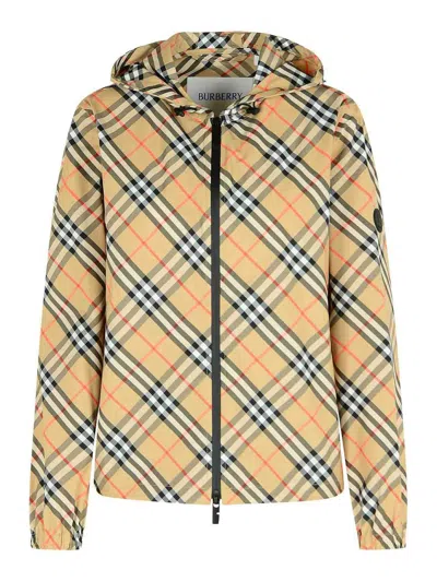 BURBERRY SALCOMBE HOODED JACKET IN POLYESTER SABBIA