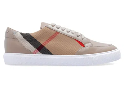Pre-owned Burberry Salmond Sneakers Check (women's) In Beige In Sand
