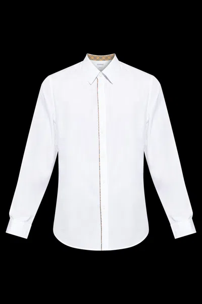 Burberry Sam Long-sleeve Check Shirt In Optic White