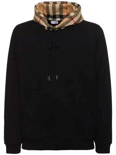 Pre-owned Burberry Samuel Check Hood Black Cotton Hoodie