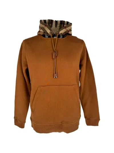 Pre-owned Burberry Samuel Check-trimmed Hoodie In Brown