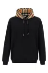 Burberry Samuel Sweatshirt With Check Hood In Black