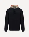 Burberry Black Check Hood Cotton Hoodie