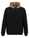 Burberry Relaxed Fit Black Hoodie With Checkered Hood Lining In Black