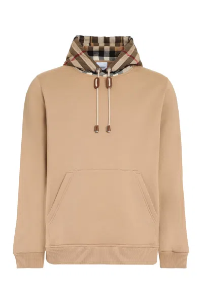 Burberry Camel Cotton-blend Crewneck Sweatshirt In Cream