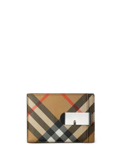 Burberry Sand Beige Leather Money Clip Wallet
