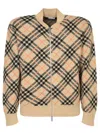 Burberry Check Cashmere Bomber Jacket In Beige
