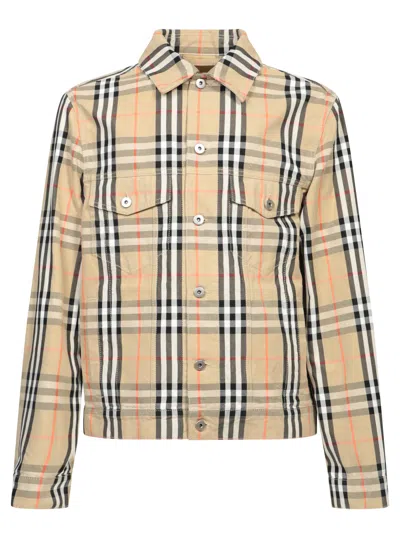 Burberry Sand Check Denim Jacket In Printed