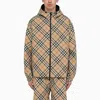 BURBERRY BURBERRY SAND-COLOURED CROPPED JACKET WITH CHECK PATTERN