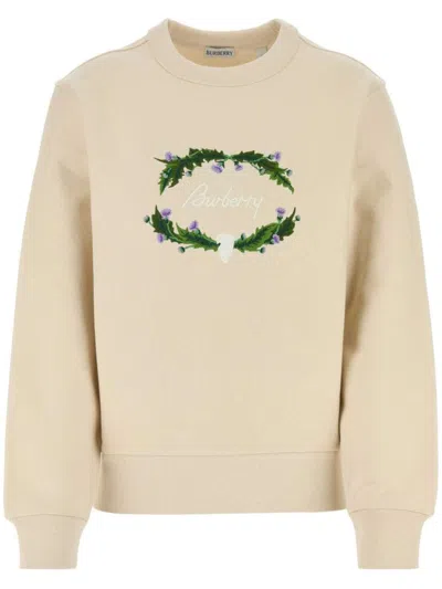 BURBERRY SAND COTTON BLEND SWEATSHIRT