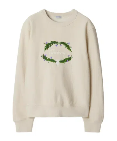 BURBERRY BURBERRY LOGO EMBROIDERED CREWNECK SWEATSHIRT