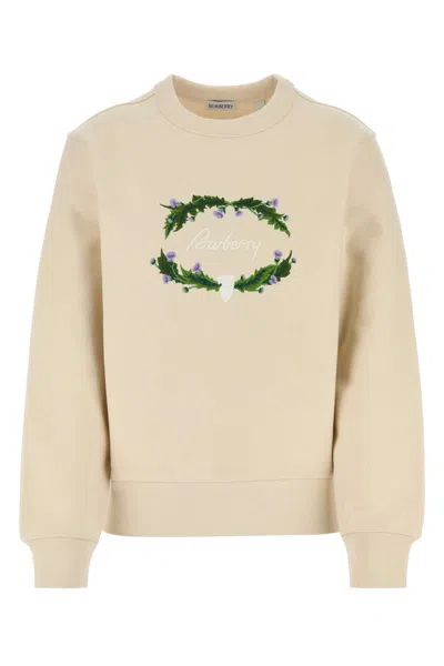 BURBERRY SAND COTTON BLEND SWEATSHIRT
