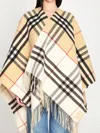 Burberry Check Pattern Cape Open Front Design In Multi