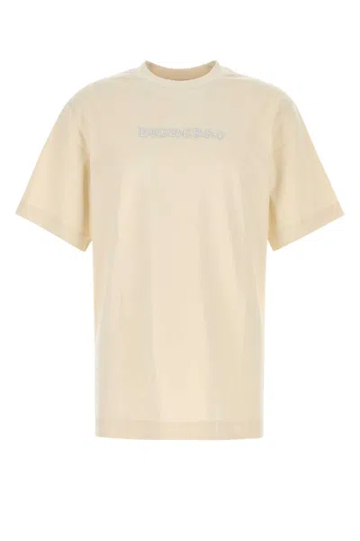 Burberry Sand Cotton T-shirt In Off White