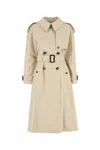 Burberry Beige Double Breasted Trench Coat In White