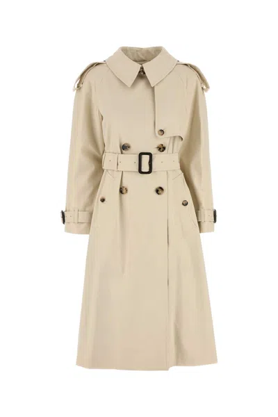 Burberry Beige Double Breasted Trench Coat In Brown