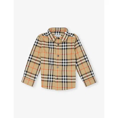 Burberry Kids' Sand Ip Check Check-print Long-sleeves Cotton-poplin Shirt 4-10 Years 12 Months-3 In Nude