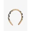 Burberry Kids Beige Check Nylon Headband In Neutral