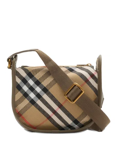 Burberry Sand Ip Check Clip Messanger Bag In Brown
