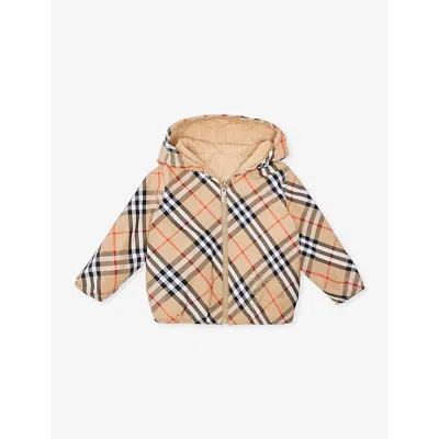 Burberry Babies'  Sand Ip Check Rufus Check-print Cotton Jacket 12 Months-2 Years
