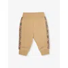 Burberry Sand Jackson Checked-trim Cotton-jersey Joggers 6 Months-2 Year In Neutral