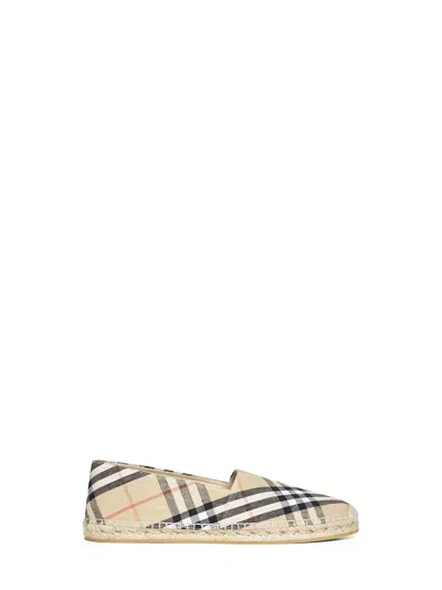 Burberry Sand Mews Check Espadrilles In Neutral