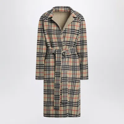 Burberry Sand Reversible Wool Coat In Multi