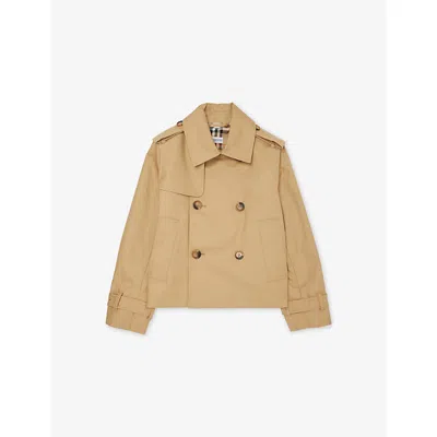 Burberry Kids' Sand Rosie Double-breasted Cotton Jacket 4-1 In Multi