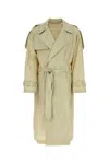 Burberry Sand Silk Trench Coat In Beige