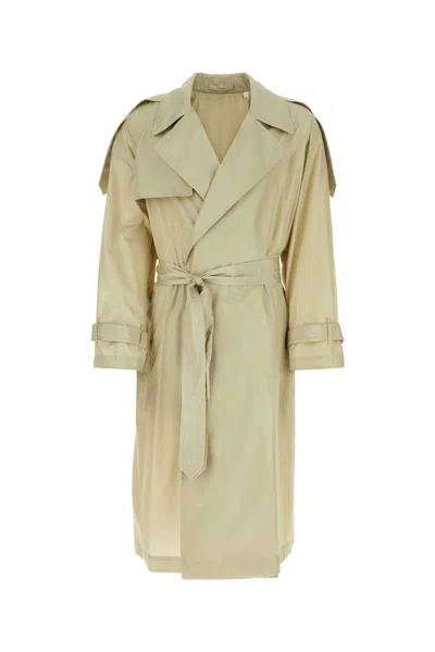Burberry Sand Silk Trench Coat In Beige O Tan