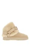Burberry Suede Shearling Snow Boots With Buckle Detail In Gray