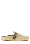 Burberry Slip-on Clog With Suede Finish And Buckle Detail In Neutral