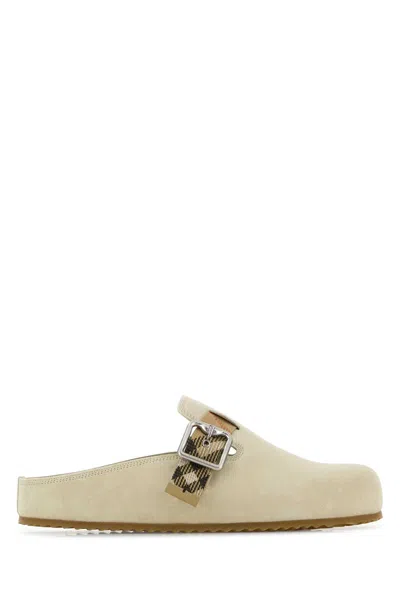 Burberry Slippers In Pelle Scamosciata Sabbia  Donna In Beige O Tan