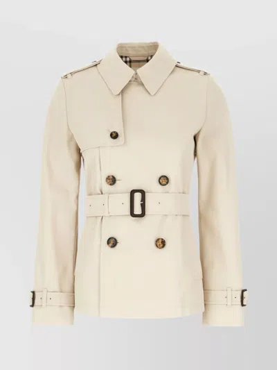 Burberry Sand Trench Polyester Blend Coat In Neutral