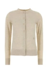 Burberry Sand Wool Cardigan With Ribbed Cuffs And Hem