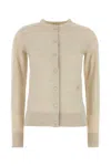 Burberry Sand Wool Cardigan With Ribbed Cuffs And Hem In Gray