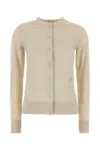 Burberry Sand Wool Cardigan With Ribbed Cuffs And Hem