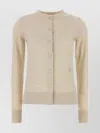 Burberry Sand Wool Cardigan With Ribbed Cuffs And Hem