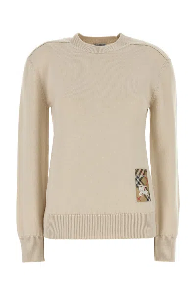 Burberry Check Label Wool Sweater In Beige O Tan