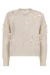 Burberry V-neck Perforated Rib Sweater In Neutral