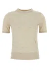 Burberry Women Sand Wool T-shirt In Nutmeg