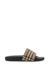 Burberry Brown Slides Sandals With Vintage Check Motif In Polyurethane In Multi