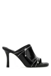 Burberry Glossy Leather Peep Mules