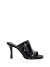 Burberry Glossy Leather Peep Mules