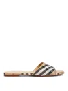 Burberry Sloane Slides Check Pattern Flat Sole Open Toe In Nude