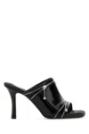 Burberry Glossy Leather Peep Mules
