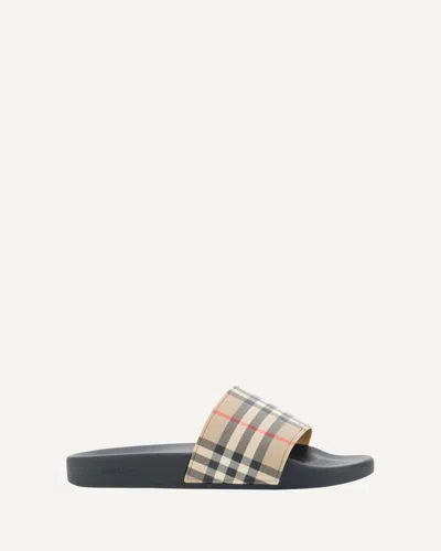 Burberry Men Vintage Check Print Slides In Black