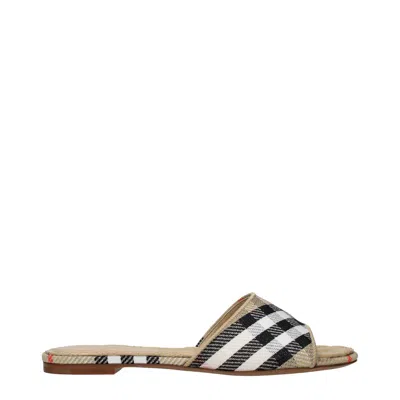 Burberry Sandals And Clogs Women Fabric Beige/sand In Brown